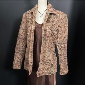 Vintage 90s Y2k Tapestry Jacket Beaded Boho Western Cottagecore Coat Paisley M